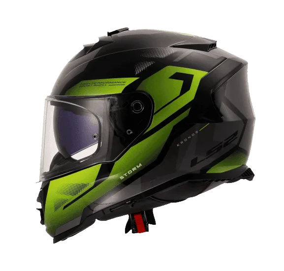 LS2 Storm 2 Kronos Full Face Helmet, Best Affordable Race Helmet in India, Clear Visor Stylish Graphics Helmet safe for indian roads, Top LS2 Helmet in Yellow Grey Color for Indian Motorcycle Bikes like Royal Enfield, KTM, Yezdi, Pulsar, Triumph,