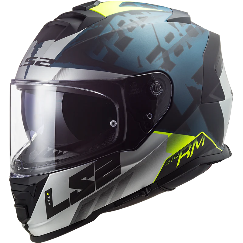 LS2 Storm 2 Sprinter Full Face Helmet, Best Affordable Race Helmet in India, Clear Visor Stylish Graphics Helmet safe for indian roads, Top LS2 Helmet in Matt Silver cobalt Color for Indian Motorcycle Bikes like Royal Enfield, KTM, Yezdi, Pulsar, Triumph,