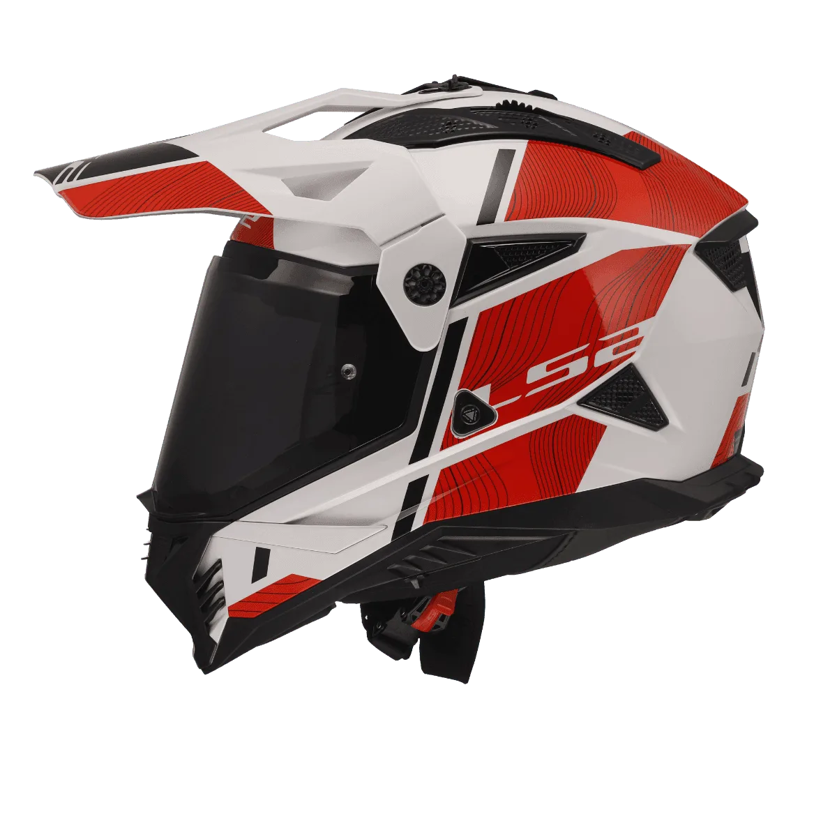 Ls2 Mx436 Pioneer 2 Hill White Red Dual Sports Helmet, Best LS2 helmet in India, Best Black Helmet for Bike Motorcycle like r15, yamaha, ktm