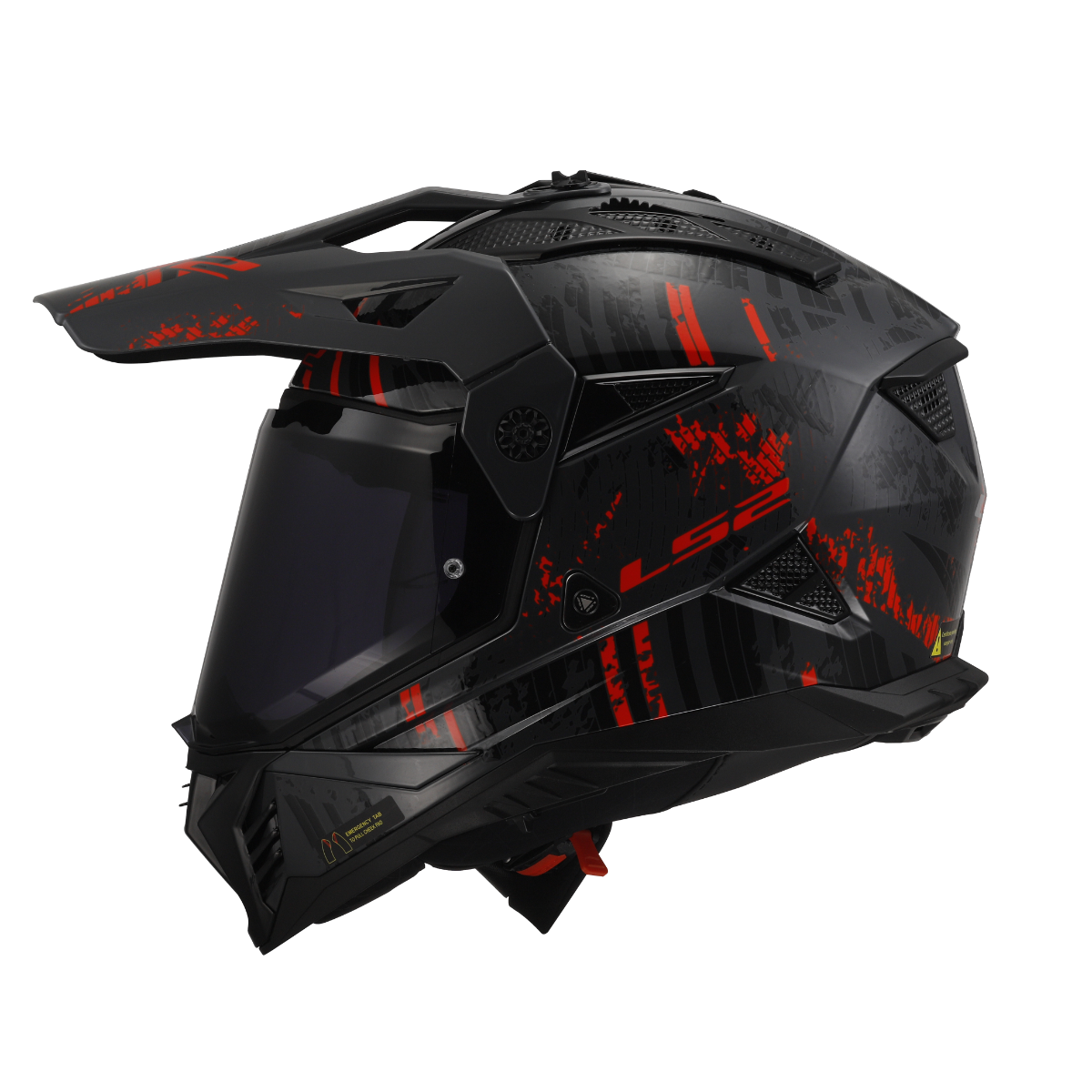 LS2 MX436 Pioneer II Crazy Dual Sports Helmet in Black Red Color, Best Helmets in India for Bike Riders, Best Helmet for Road Trips, Long Touring, Adventure tours