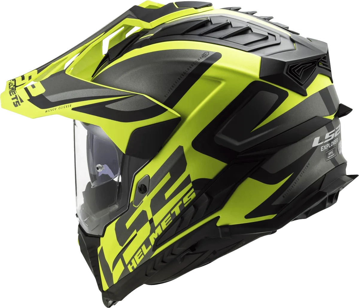 Ls2 Mx701 Explorer Alter Matt Black H-V Yellow Dual Sports Helmet, Best Motorcyle Bike Helmet in India