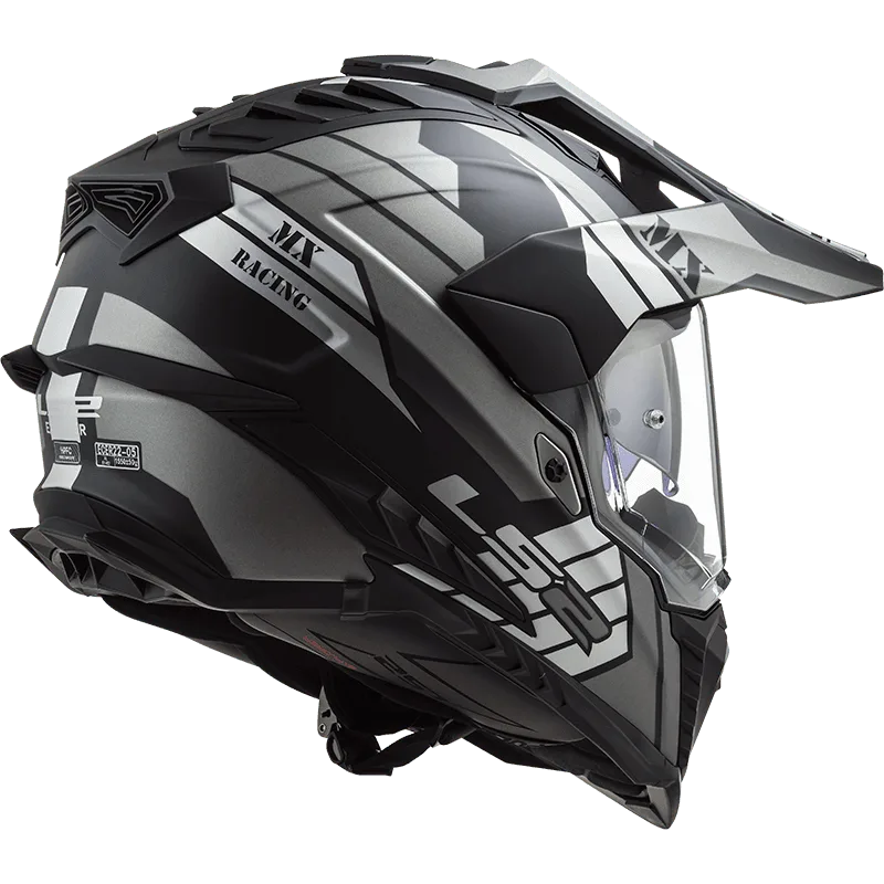 Ls2 Mx701 Explorer Atlantis Matt Titanium Dual Sports Helmet Black Helmet in India