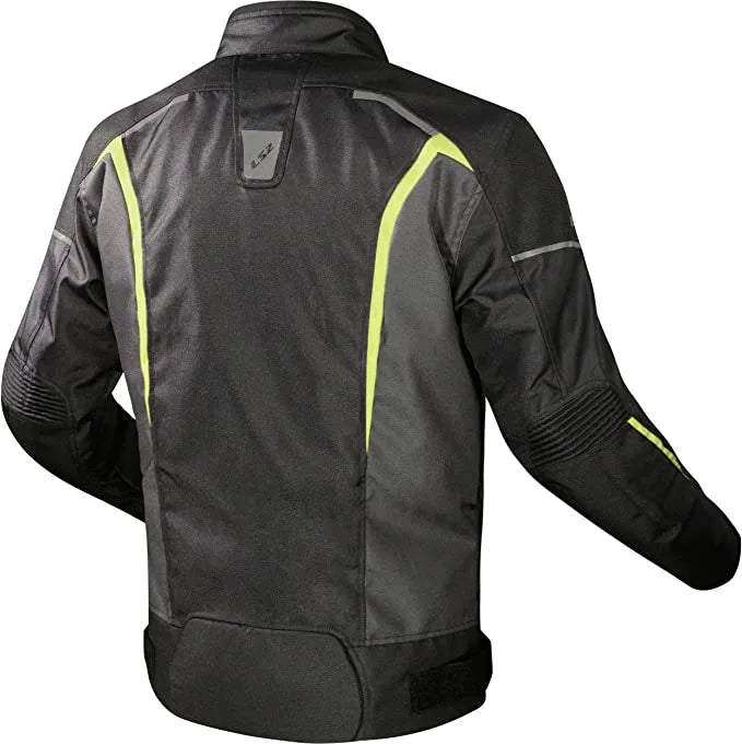 Ls2 Riding Jacket Sepang Black Grey Hi Viz Yellow Stylish Mesh Jacket for Motorcycle Bike, Best Riding Jacket in India