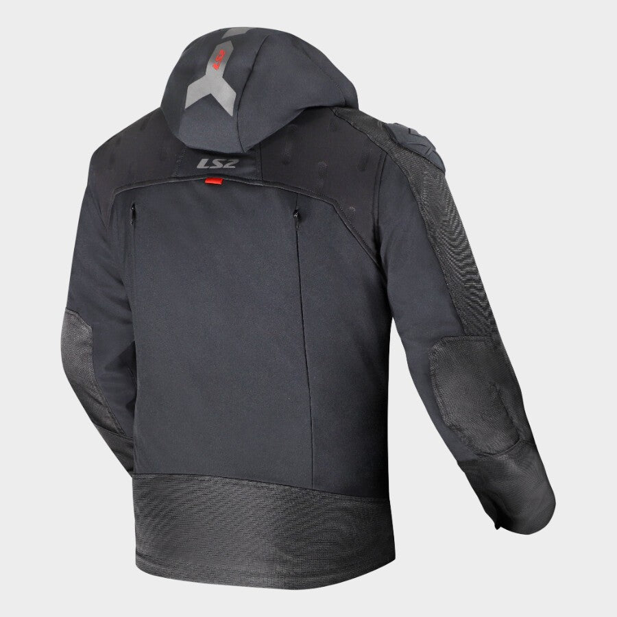 LS2 Zirconium Evo Waterproof Motorcycle Riding Jacket in Black Red Color | HOODIE Bike Jacket, Best Riding Jacket with hoodie for city rider, Best Riding Jacket in India for Bike Riders, Urban Riding, Bike Jacket for Indian Roads and Indian Motorcycle Bikes