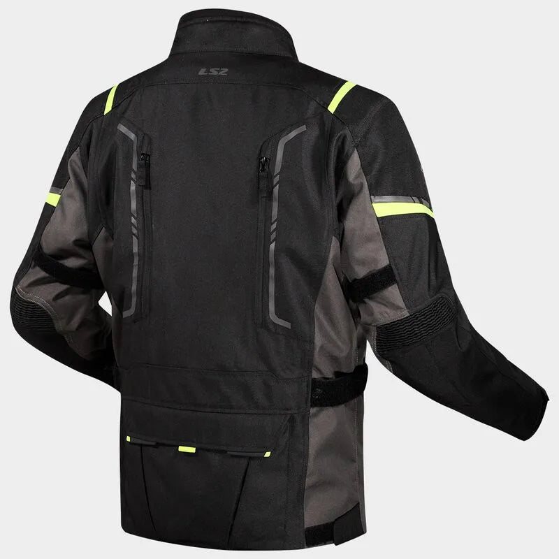 Ls2 Riding Jacket Narvik Grey Black Hi Viz Yellow Best Mens Riding Jacket in India for touring and road trips, best riding gear for motorcycle bikes in india