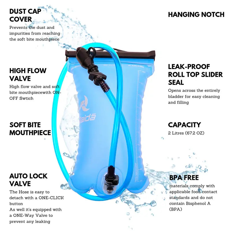 Raida 2L Hydration Bladder with Insulation Cover | BPA-Free, Leakproof, Easy Clean, Outdoor Adventure Ready, Best Hydration Bladder in India, Water Bladder for Bike Riders for Long touring, road trips