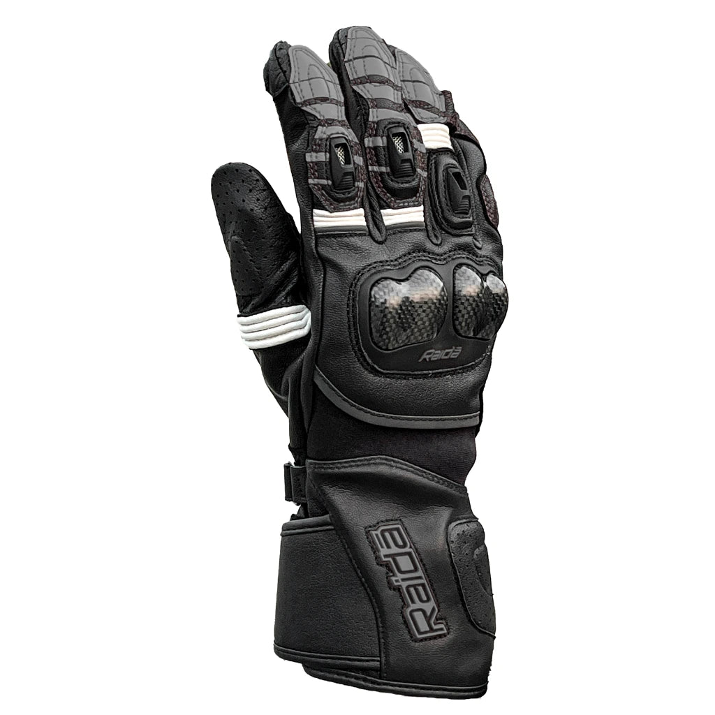 Raida Aeroprix Carbon Edition Full Gauntlet Riding Gloves in Black Grey, Carbon Fiber Protection, Safest Bike Gloves in India, Best Riding Gloves for Bike riders in india