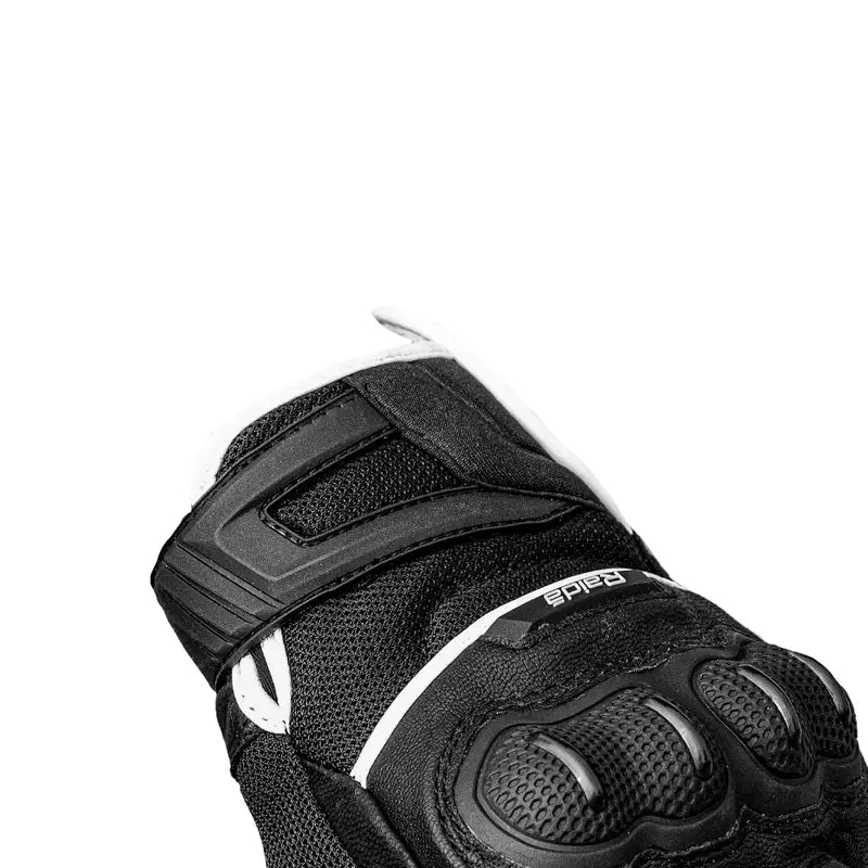 Raida AirWave Full Leather Motorcycle Riding Gloves in Black White Color – Knox® SPS, TPR Protection & Touchscreen Ready, Best Riding Gloves in India, Safe Bike Gloves for Indian Riders,