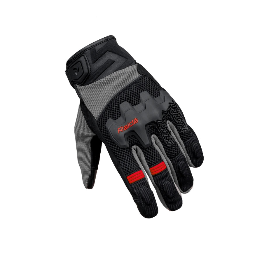 Raida Drift Motorcycle Riding Gloves in Black Grey Red Color, Waterproof gloves with All-Terrain Protection & Comfort, Best Riding Gloves in India for Bike Riders, Best Bike Gloves for safe riding, long touring, road trips