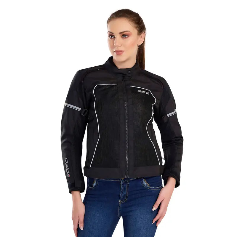 Raida Empress Womens Riding Jacket in Black Color – Bike Jacket for female riders with Ce Level 2 Armored Protection, Womens Bike Jacket is Tailored Fit For Female Riders, Best womens riding jacket for long touring, road trips and long bike rides
