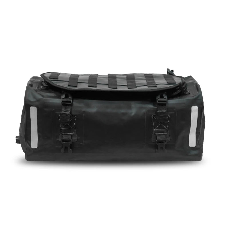 Raida Luggage Dryporter Waterproof Tail Bag in Black Color – 40L Ipx5 Dry Duffle Bag With Backpack Straps, Best Luggage Bag for Adventure trips, long touring, road trips, bike riding, Best tail bag for bike riders, waterproof duffle bag for adventure riding, indian bikes