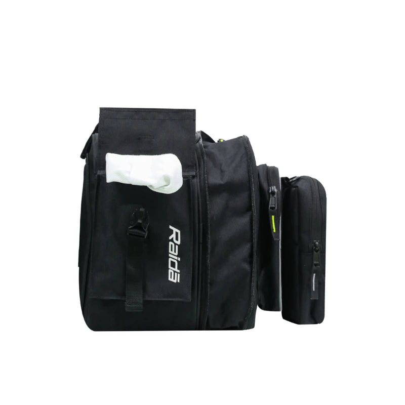Raida Luggage V50 Saddle Bag in Hi Viz Yellow – 50L Expandable Strap Based Motorcycle Saddle Bags With Dust Cover & Tool Pouch, Best Bike Lugagge Bag, Best saddle bag for riders, best saddle bag in india for long touring, road trips, adventure bike riding