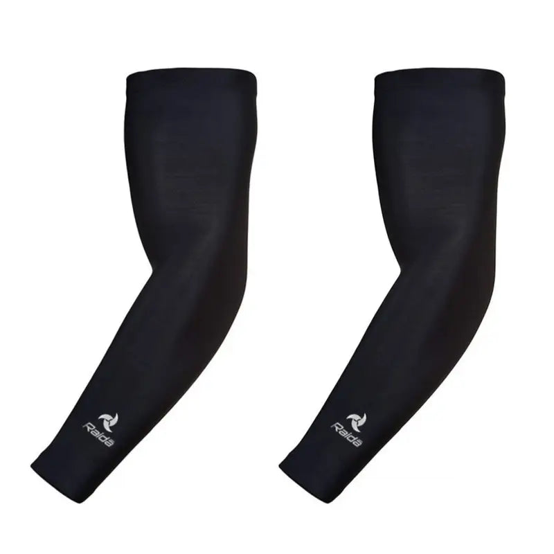 Raida Performance Layer Compression Arm Sleeves in Black Color – Full Arm Uv Protection & Muscle Support For Riders & Athletes, Best Arm Sleeves for bike riders for Safety from sun, Long touring, road trips, adventure rides
