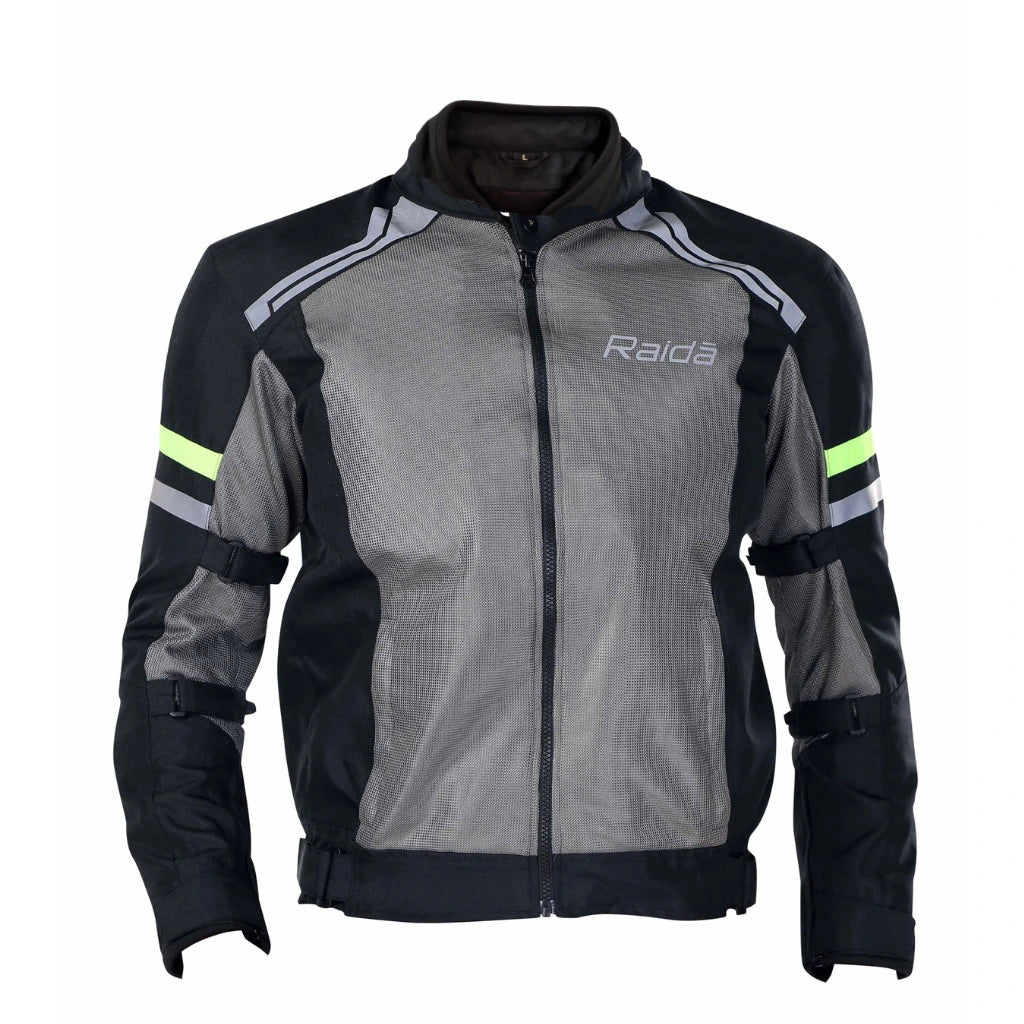 Raida Tourer Motorcycle Jacket in Grey Hi Viz Yellow Color – Budget-Friendly Best Riding Jacket under 5000 in India, Best Bike jacket for riders under 5k, Ce Level 2 Armored Riding Jacket ith full safety and protection, Best Bike Jacket for Long touring, road trips, safe long tours for motorcycle riders riding Indian Bikes