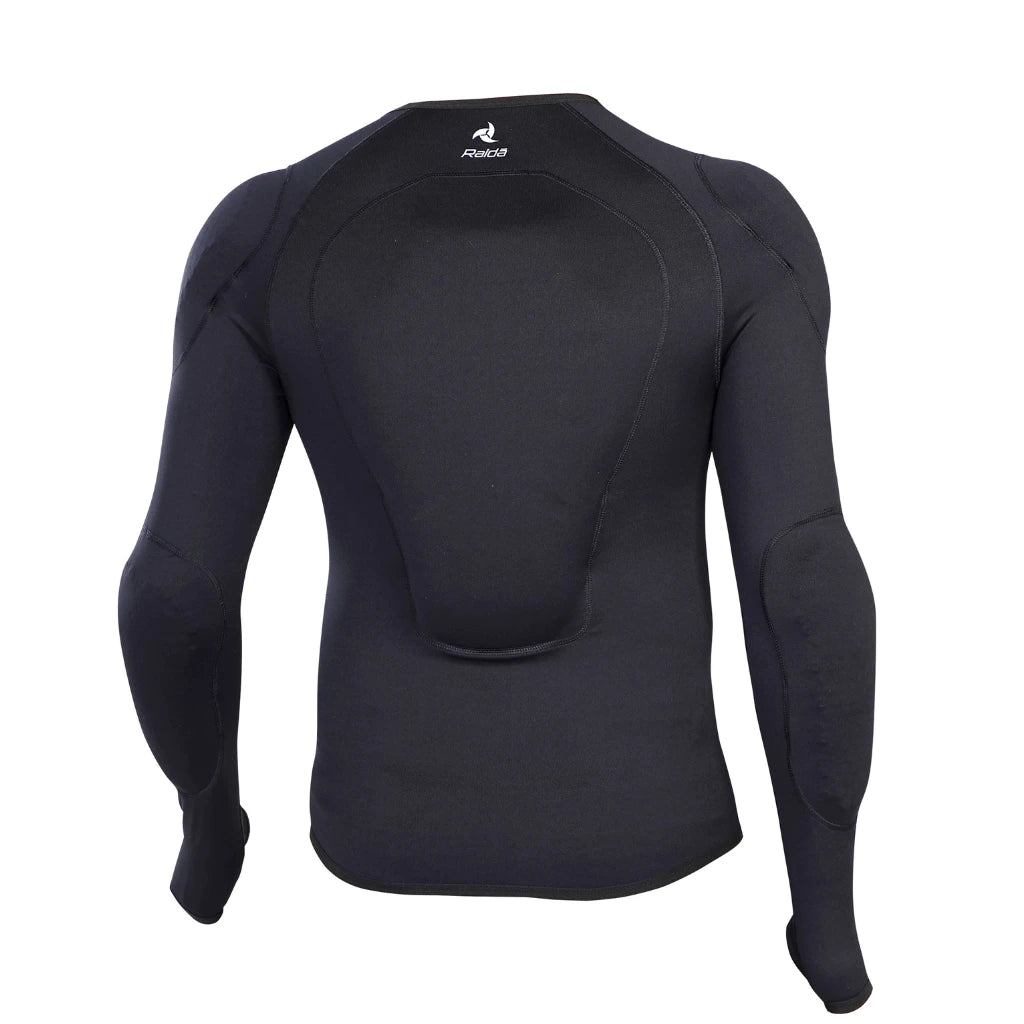 Raida Trailcraft Armored Base Layer in Black Color – Ce Level 2 Motorcycle Inner Armor Shirt Performance Layer With Easyflex Protection, Best base layer for bike riders, armoured base layer for riders in india,