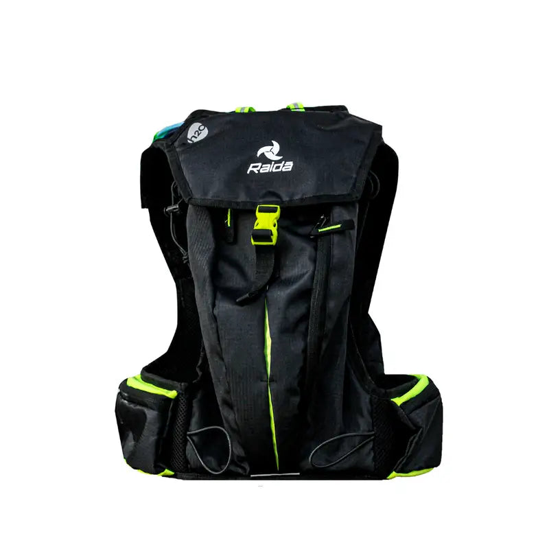 Raida Ultra Hydration Backpack in Black Hi Viz Yellow Color – 5L Cargo Luggage With 2L Bladder & Insulated Tube, Best Hydration Backpack in India, Best water bag for Bike Riders, Hydration Bag for Riders for Long Touring, Road Trips, Bike Riding
