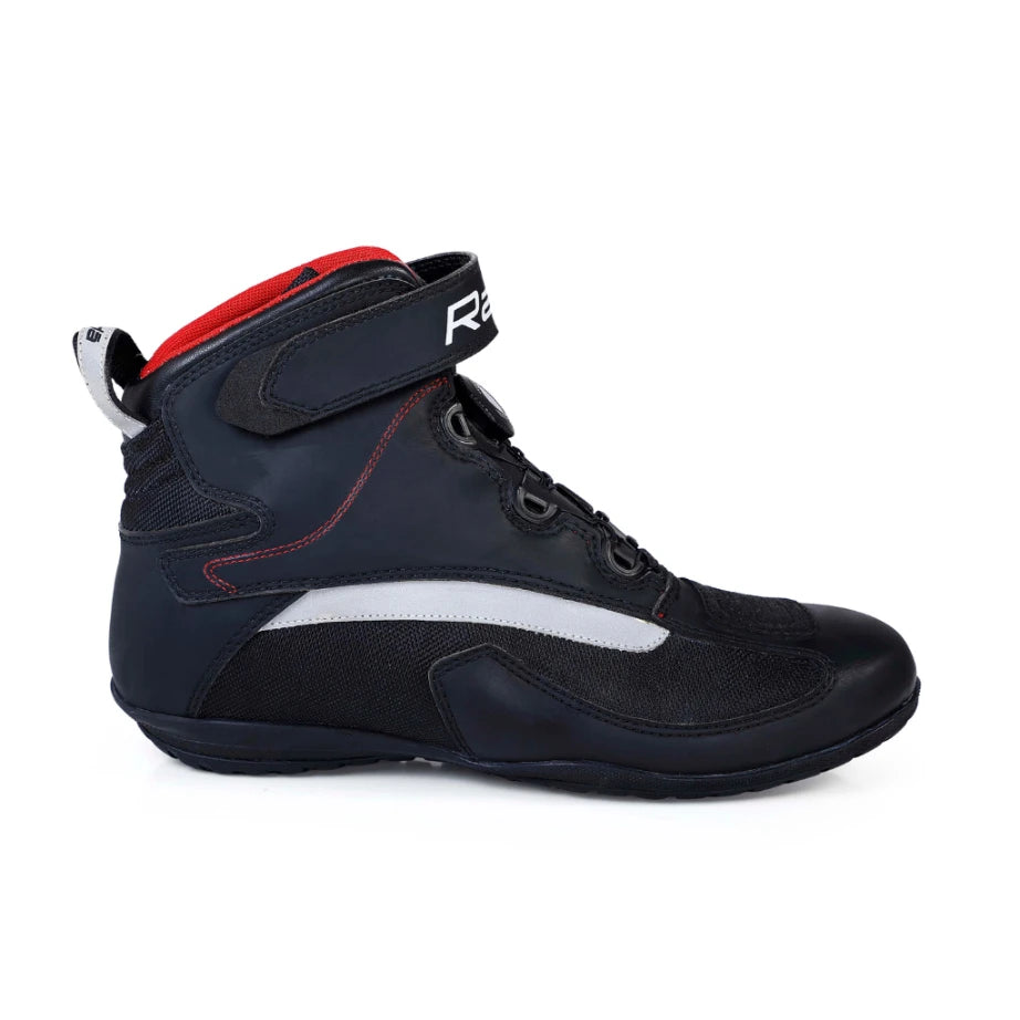 Raida Urbanr Riding Shoes in Black Red Color – Stylish, Protective & Quick-Lace Motorcycle Sneakers, Short Boots for Bike Riders, Best Riding Shoes for Indian Motorcycle Bikes Riding on Indian Roads for Urban Riding,
