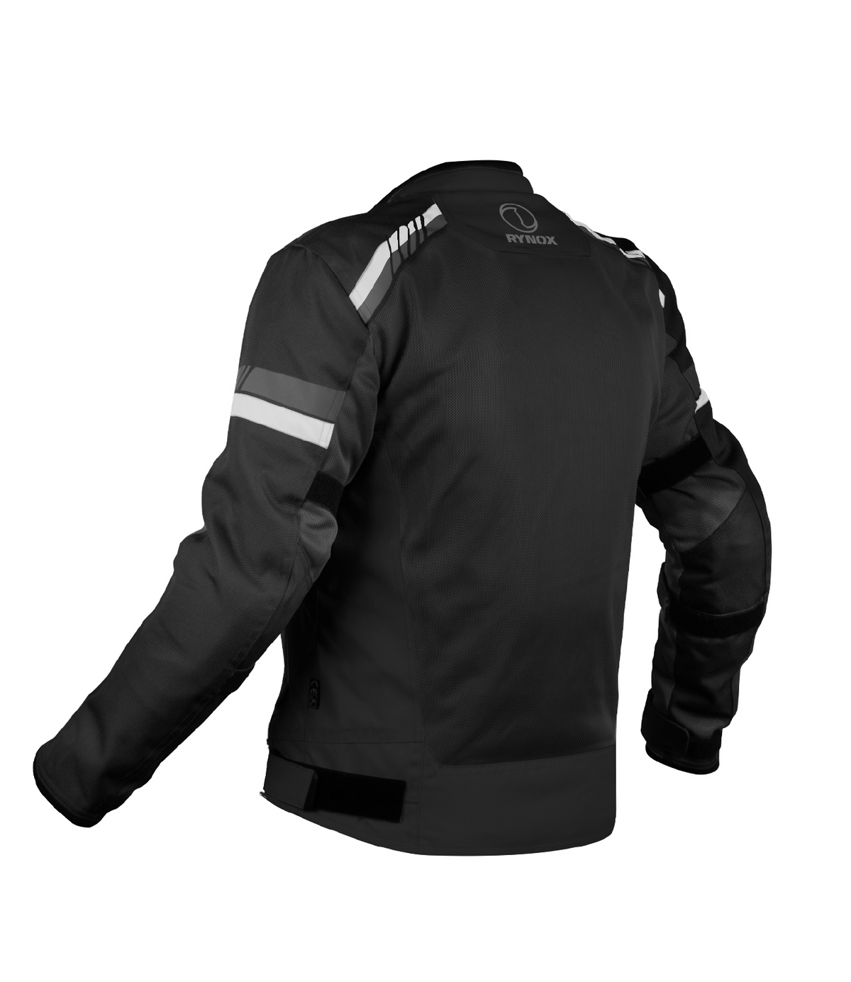 Rynox Air GT 4 Mesh Jacket in Black White Color - CE Level 2 Certified Class A Sporty Riding Jacket for Commutes and Adventures, Best Riding Jacket under 8k, Best Mesh Jacket in india safe for indian roads and best for road trips, Rynox Riding Jacket for men for Indian Bikes and all motorcyles in India