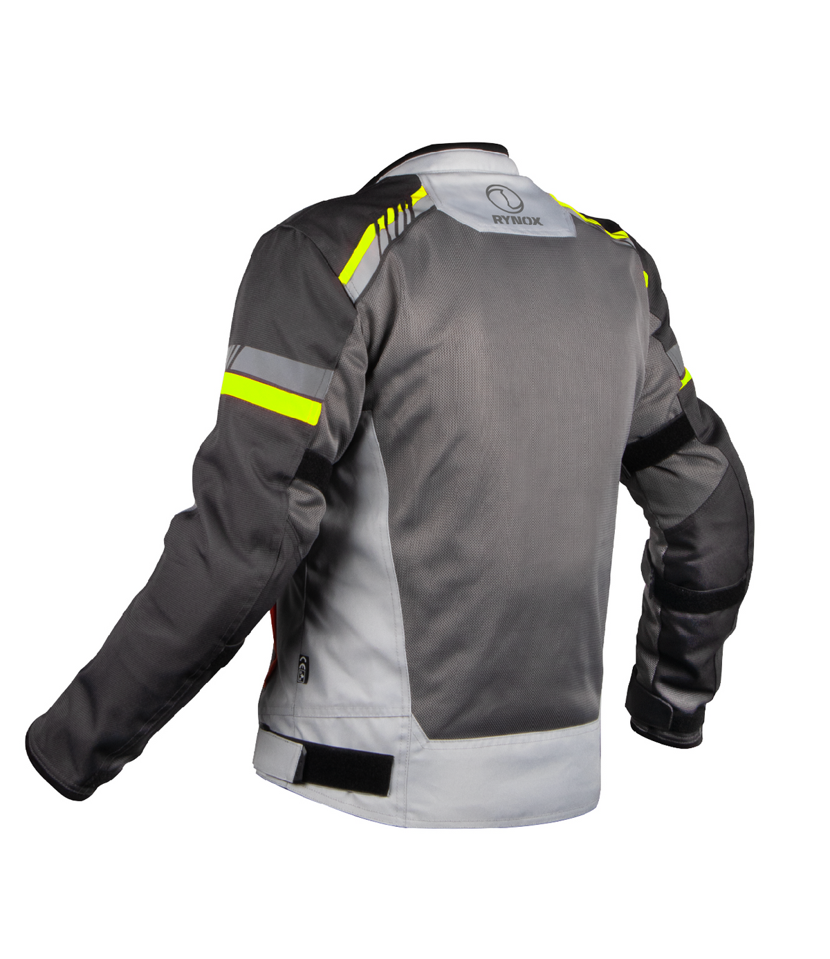 Rynox Air GT 4 Mesh Jacket in Grey Hi Viz Green Color - CE Level 2 Certified Class A Sporty Riding Jacket for Commutes and Adventures, Best Riding Jacket under 8k, Best Mesh Jacket in india safe for indian roads and best for road trips, Rynox Riding Jacket for men for Indian Bikes and all motorcyles in India