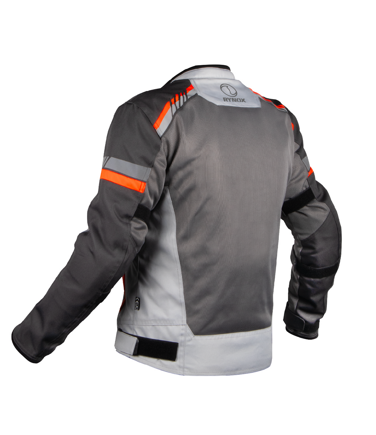 Rynox Air GT 4 Mesh Jacket in Grey Hi Viz Orange Color - CE Level 2 Certified Class A Sporty Riding Jacket for Commutes and Adventures, Best Riding Jacket under 8k, Best Mesh Jacket in india safe for indian roads and best for road trips, Rynox Riding Jacket for men for Indian Bikes and all motorcyles in India