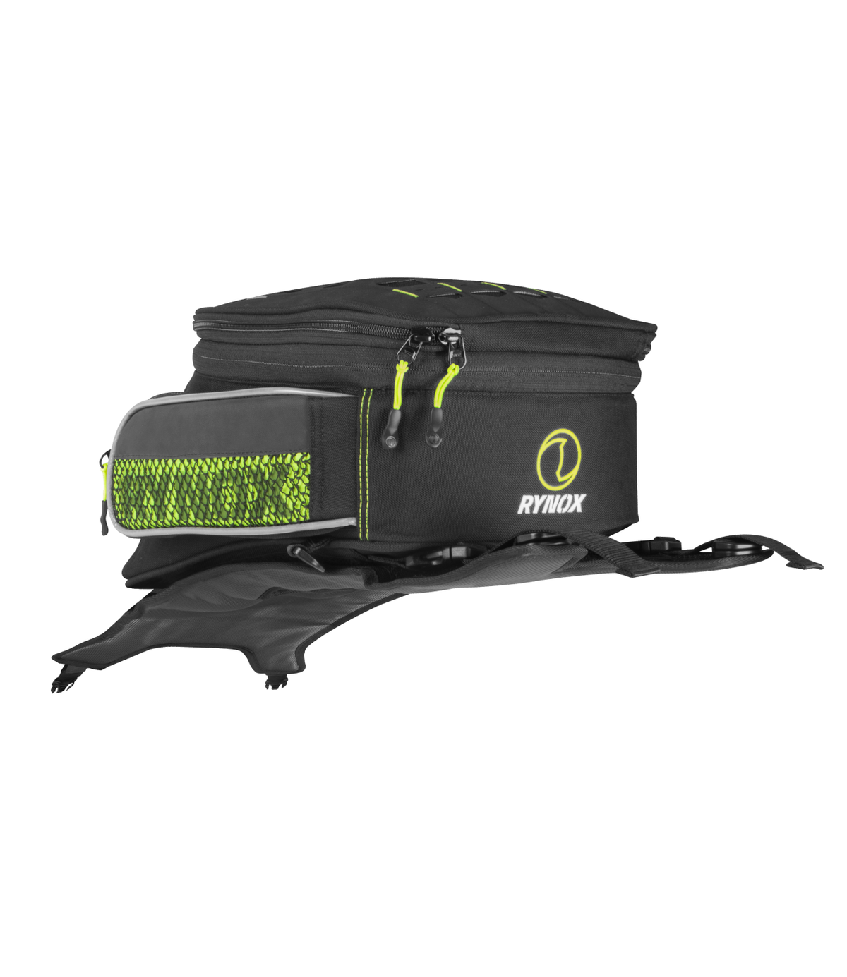 Rynox Navigator Tank Bag 15L Black Hi Viz Green - Durable, Expandable & Stormproof Adventure Motorcycle Luggage Bag, Best Bike Luggage Bag for Riders, Best ank bag for bikes in India for Long touring, Road trips, adventure rides