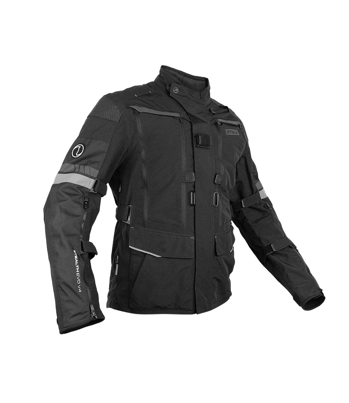 Rynox Stealth Evo 4 ADV Riding Jacket in Charcoal Black Color | D3O Level 2 Armor, Waterproof & All-Terrain Touring Jacket, Best Riding Jacket in India for road trips and long touring, Best touring Jacket under 20,000 in india, Made for Indian Roads, Bikes and Motorcycles