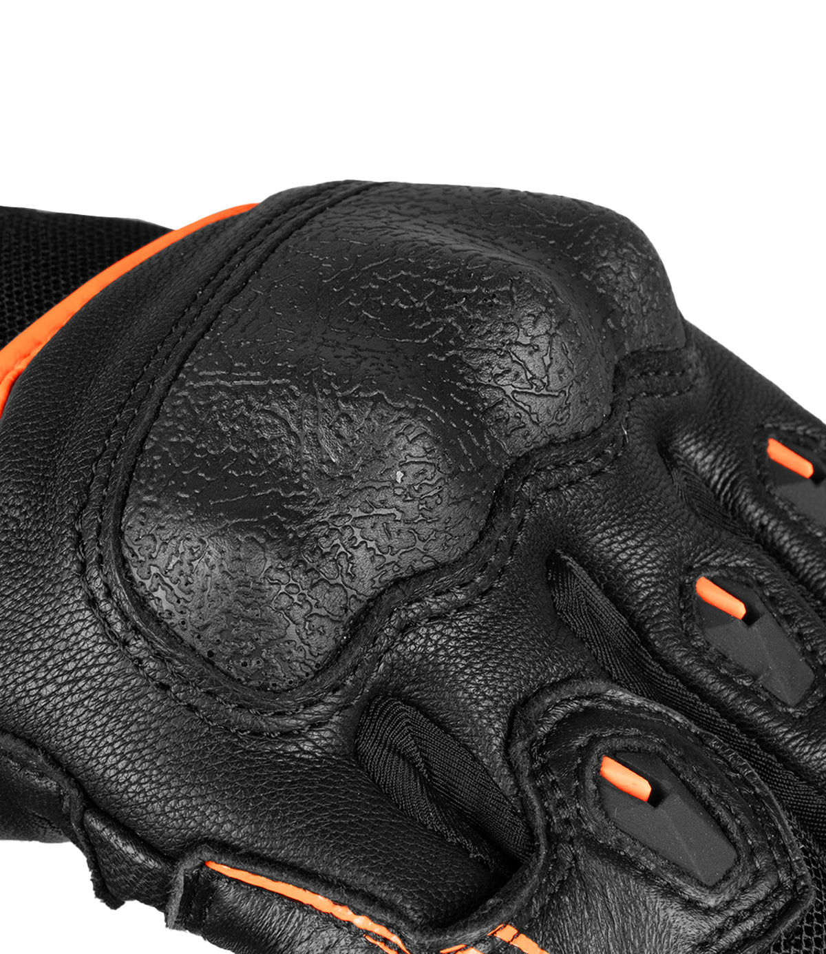 Rynox Tornado Pro 4 Riding Gloves - Black Orange Color, Best riding gloves in India are made of Leather, D3O Protection & Touchscreen Friendly. Best Bike Gloves for road trips, long touring and specially made for indian bikes