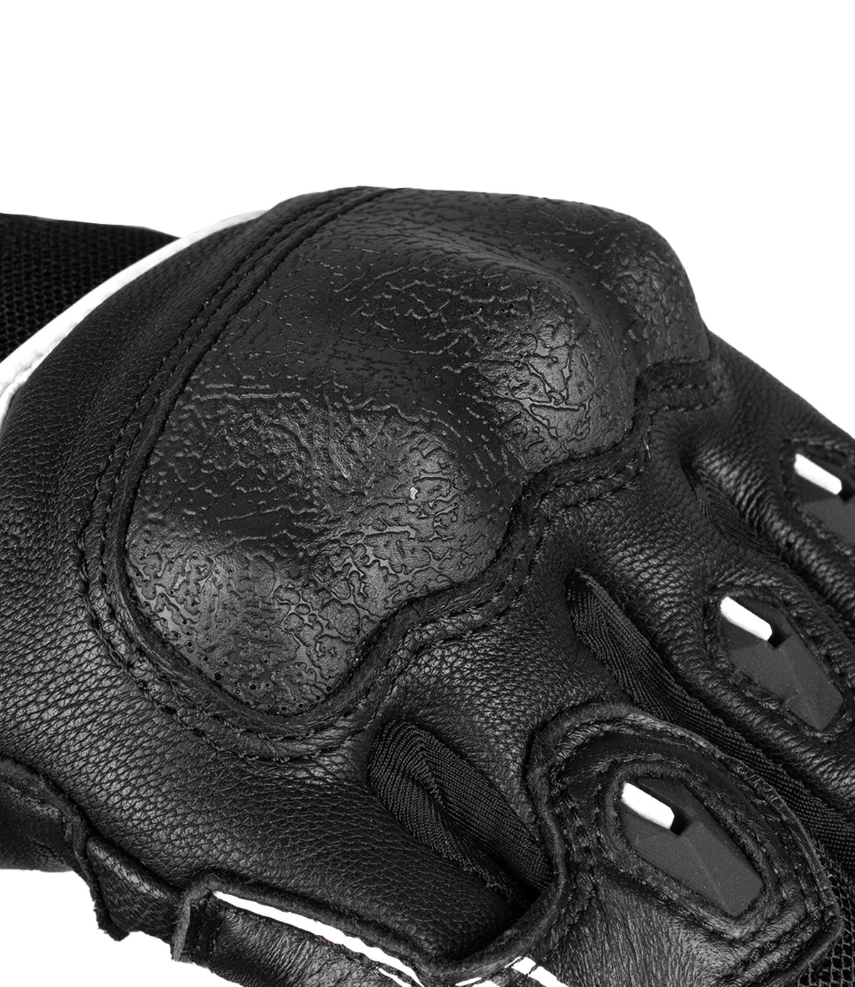 Rynox Tornado Pro 4 Riding Gloves - Black White Color, Best riding gloves in India are made of Leather, D3O Protection & Touchscreen Friendly. Best Bike Gloves for road trips, long touring and specially made for indian bikes
