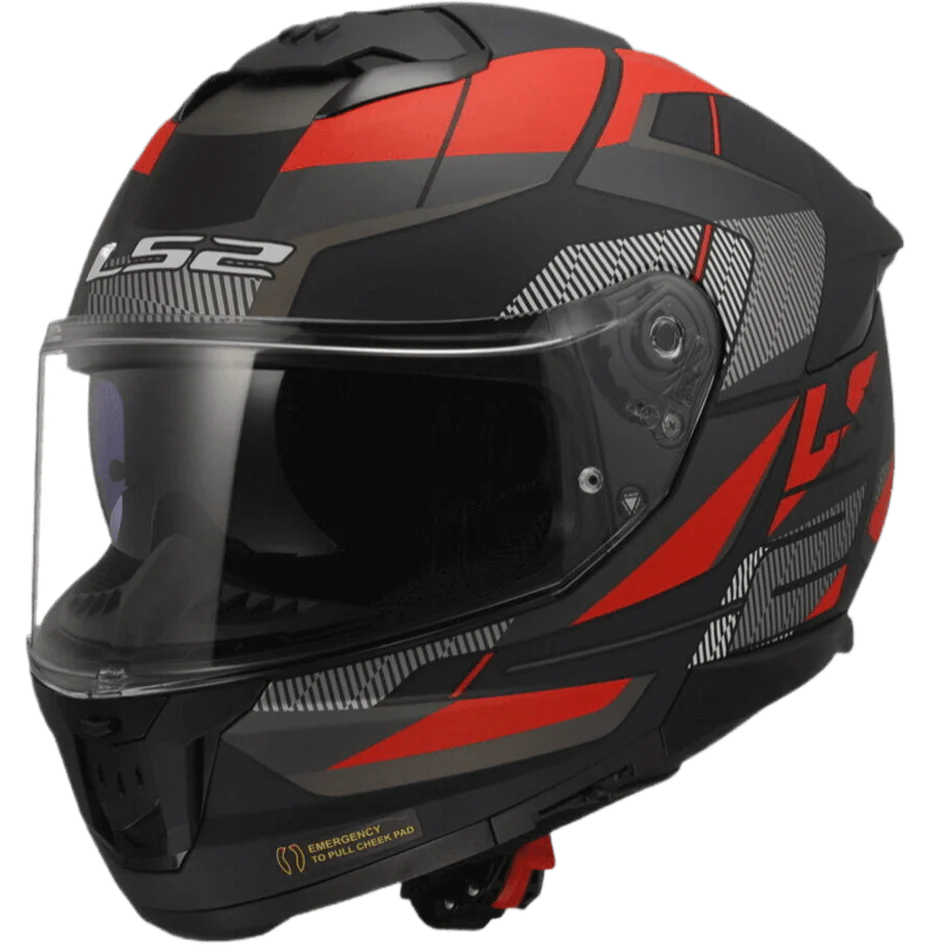 LS2 Full Face Helmet FF320 Stream II Road Gloss Black Titanium Red