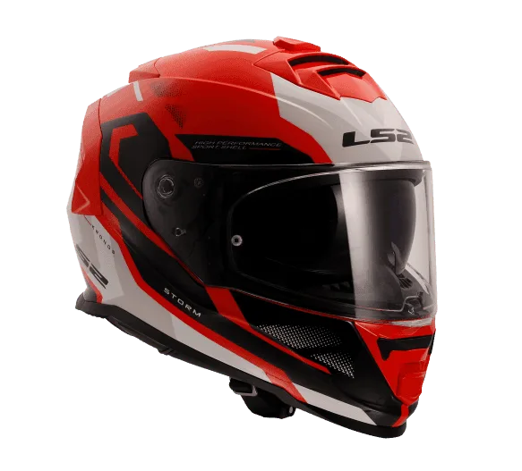 LS2 Storm 2 Kronos Full Face Helmet, Best Affordable Race Helmet in India, Clear Visor Stylish Graphics Helmet safe for indian roads, Top LS2 Helmet in Red White Color for Indian Motorcycle Bikes like Royal Enfield, KTM, Yezdi, Pulsar, Triumph,