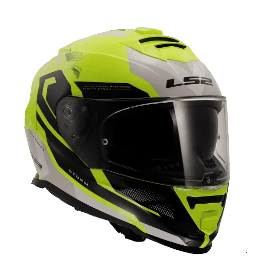 LS2 Storm 2 Kronos Full Face Helmet, Best Affordable Race Helmet in India, Clear Visor Stylish Graphics Helmet safe for indian roads, Top LS2 Helmet in Yellow White Color for Indian Motorcycle Bikes like Royal Enfield, KTM, Yezdi, Pulsar, Triumph,