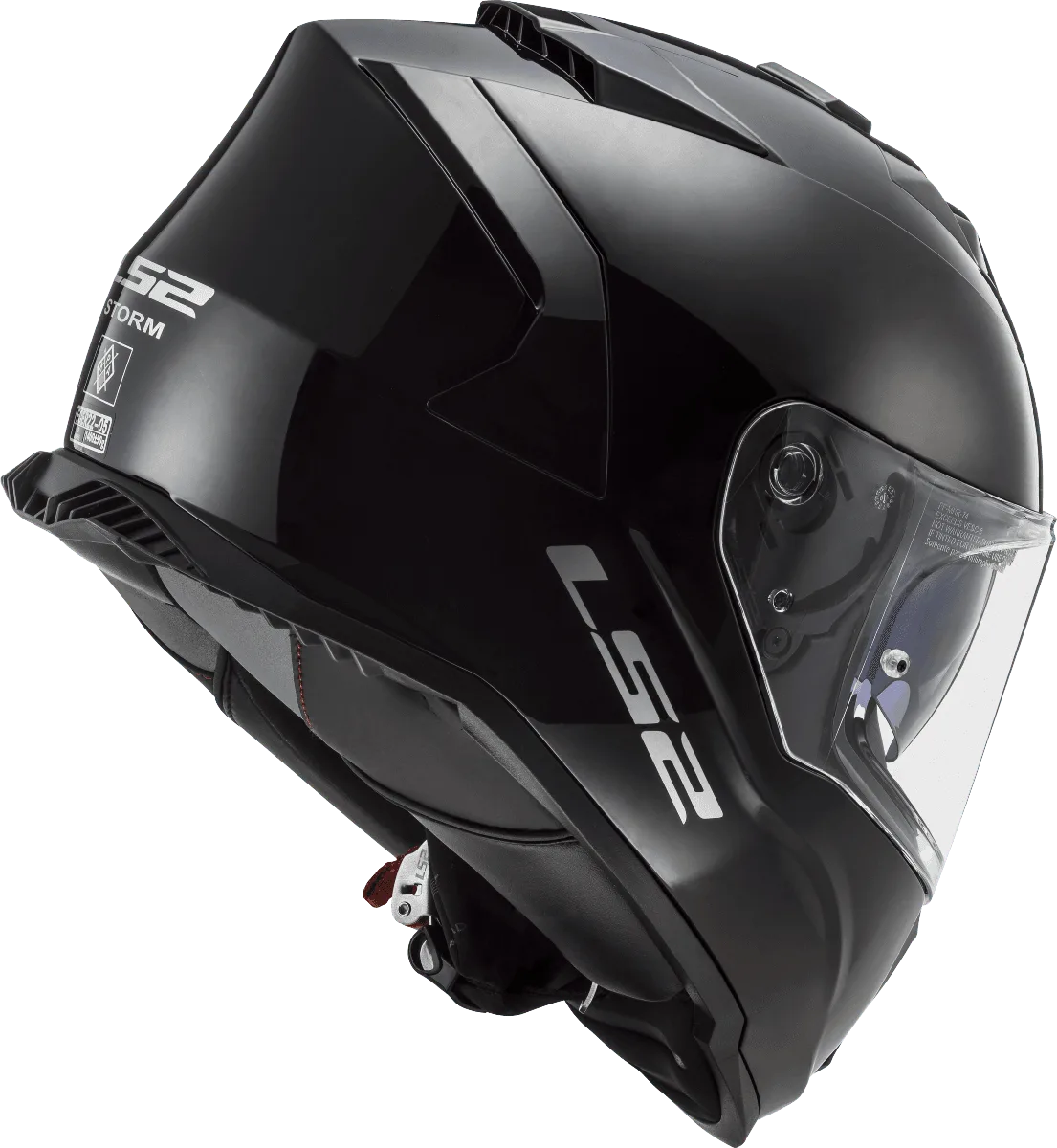LS2 Storm 2 Full Face Helmet, Best Affordable Race Helmet in India, Clear Visor Stylish Helmet safe for indian roads, Top LS2 Helmet in Gloss Black Color for Indian Motorcycle Bikes like Royal Enfield, KTM, Yezdi, Pulsar, Triumph,