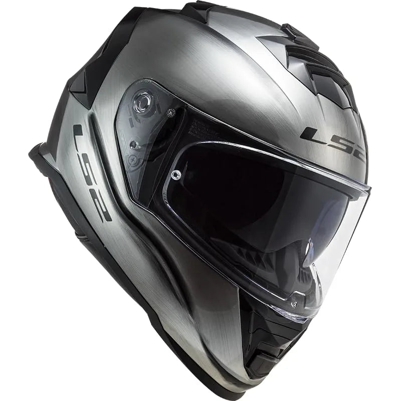 LS2 Storm 2 Solid Jeans Full Face Helmet, Best Affordable Race Helmet in India, Clear Visor Stylish Helmet safe for indian roads, Top LS2 Helmet in Titanium Gloss Grey Color for Indian Motorcycle Bikes like Royal Enfield, KTM, Yezdi, Pulsar, Triumph,