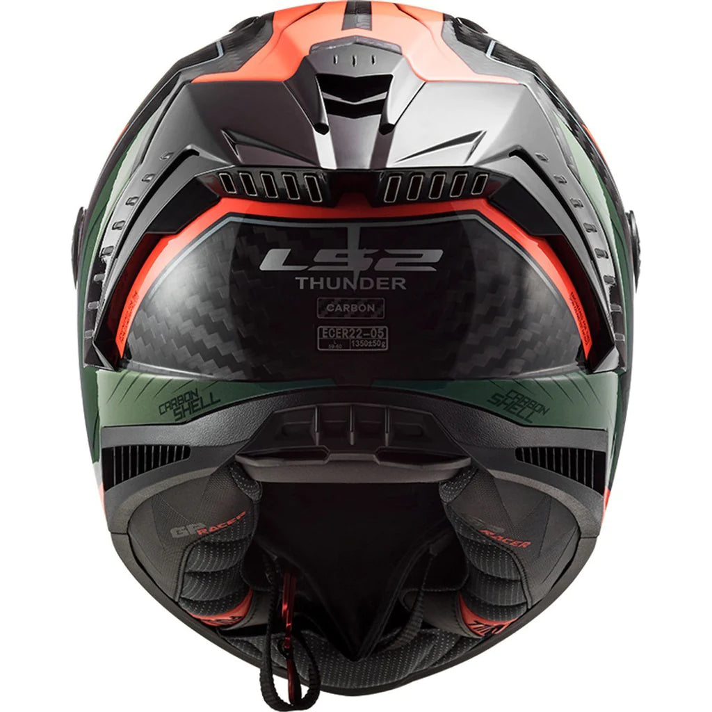 LS2 Thunder Carbon Chase Full Face Helmet, Best Carbon Fiber Helmet in India with Orange Green Color - High Quality Safe Bike Helmets in India