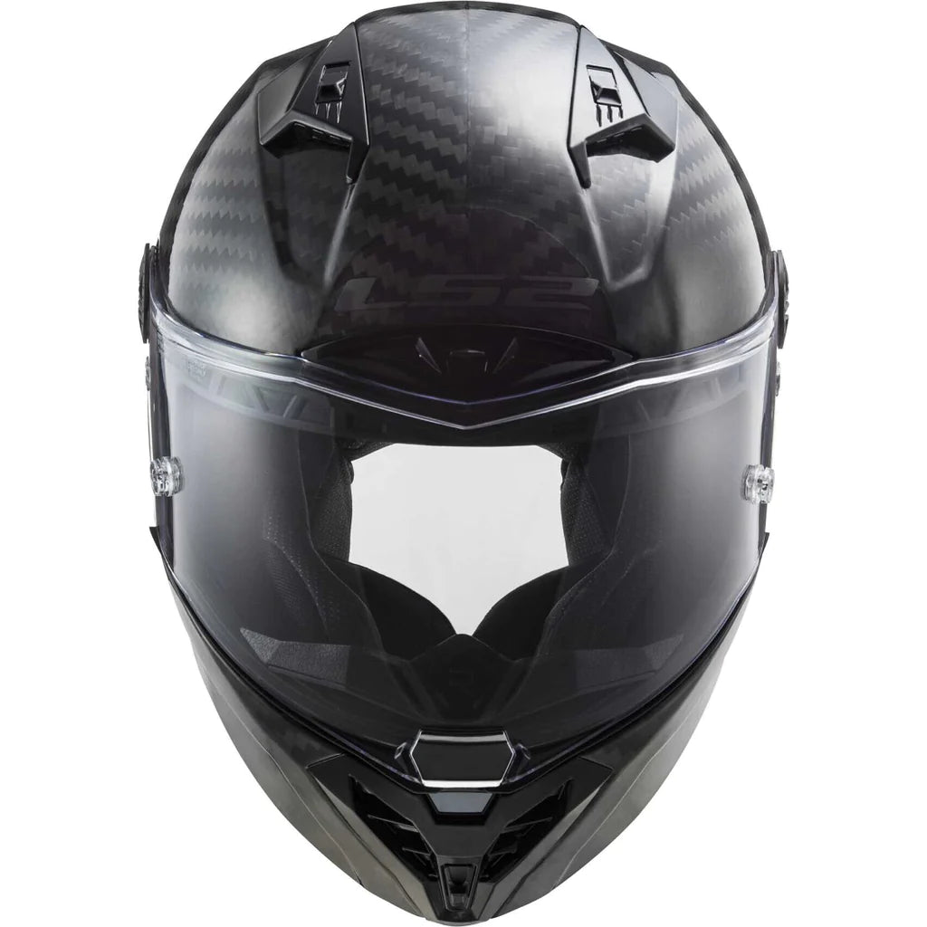 Black motorcycle helmet with clear visor FIM Certified, Ls2 Ff805 Thunder Carbon Full Face Bike Helmet Black Gloss color, Best Black Helmet in India, Safest Helmet for Indian Roads