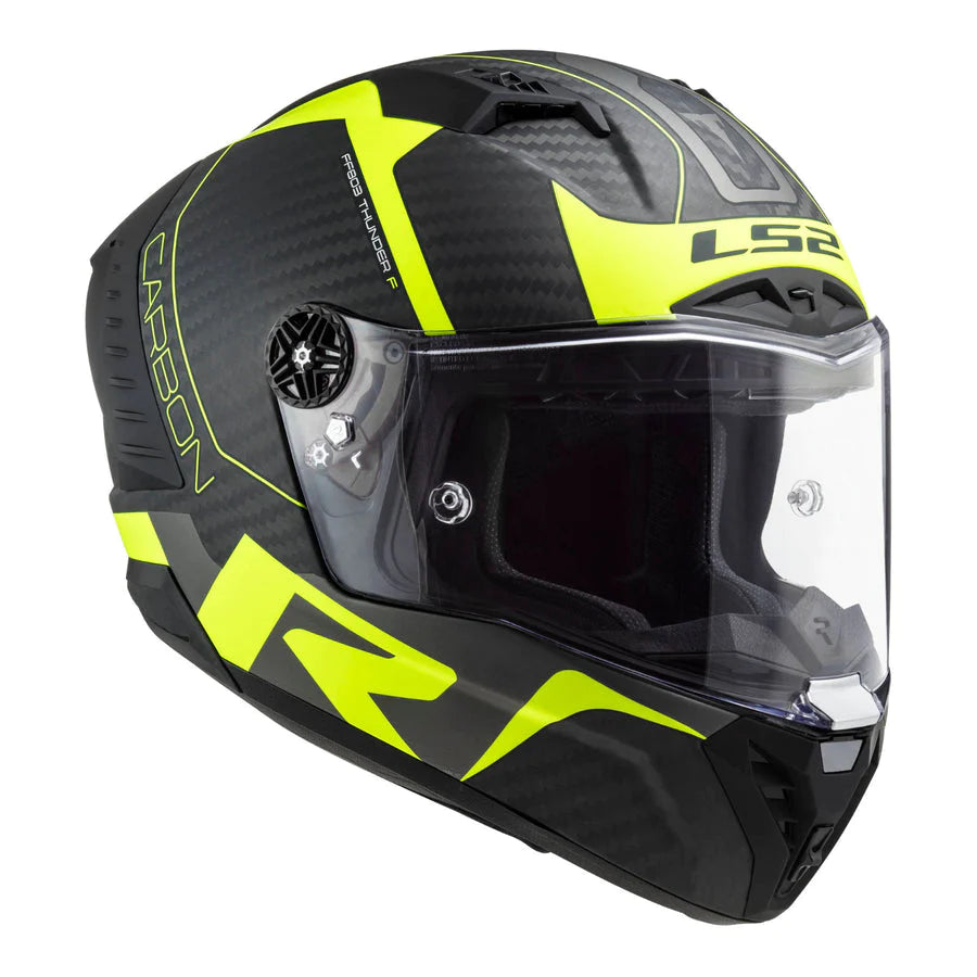 Ls2 Ff805 Thunder Carbon Racing1 Full Face Helmet - Gloss Blue Hi Viz Yellow, Best helmet in india for bike riders