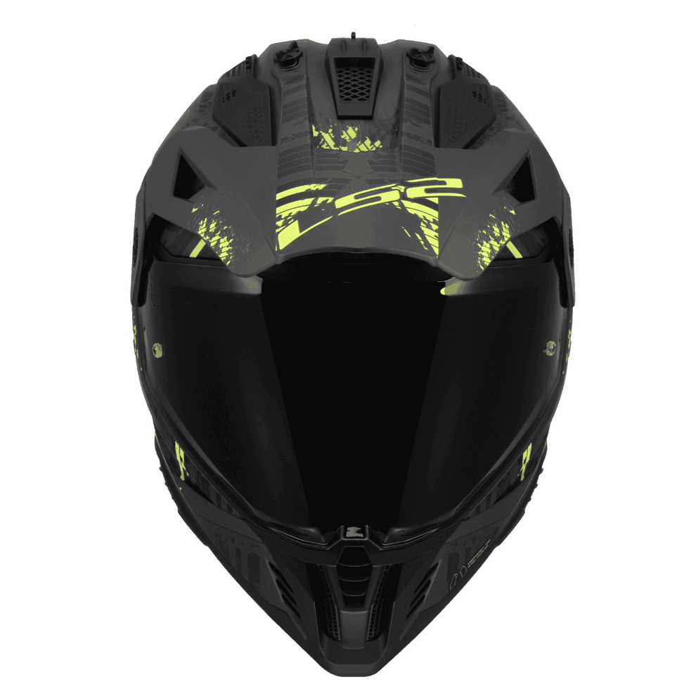 LS2 MX436 Pioneer II Crazy Dual Sports Helmet in Black Yellow Color, Best Helmets in India for Bike Riders, Best Helmet for Road Trips, Long Touring, Adventure tours