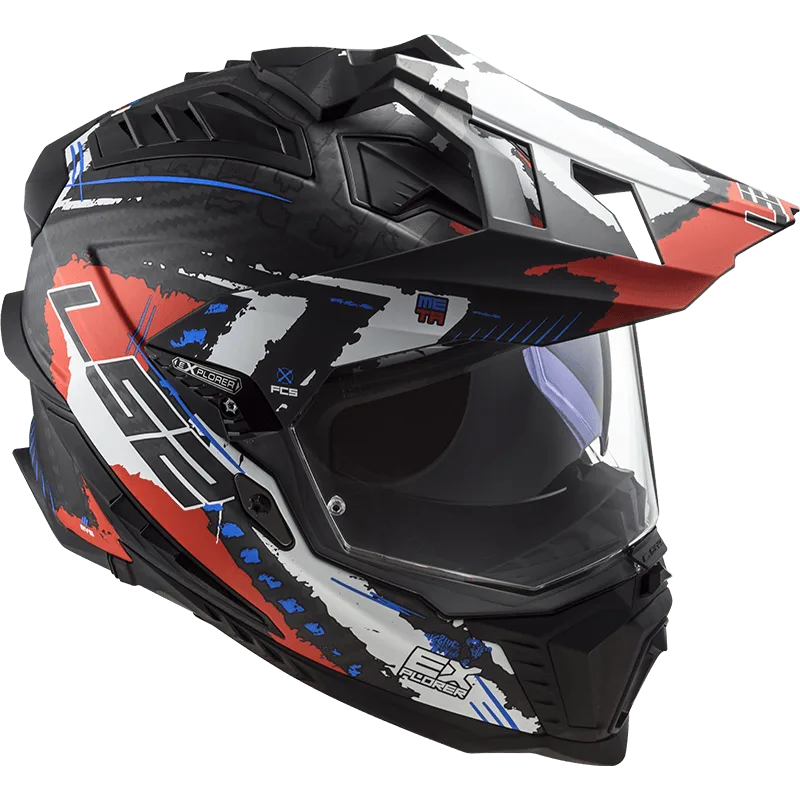 Ls2 Mx701 Explorer Carbon Extend Matt Red Dual Sports Helmet, best black red helmet in india, best helmet for royal enfield, triumph, jawa, motorcycle bikes in india