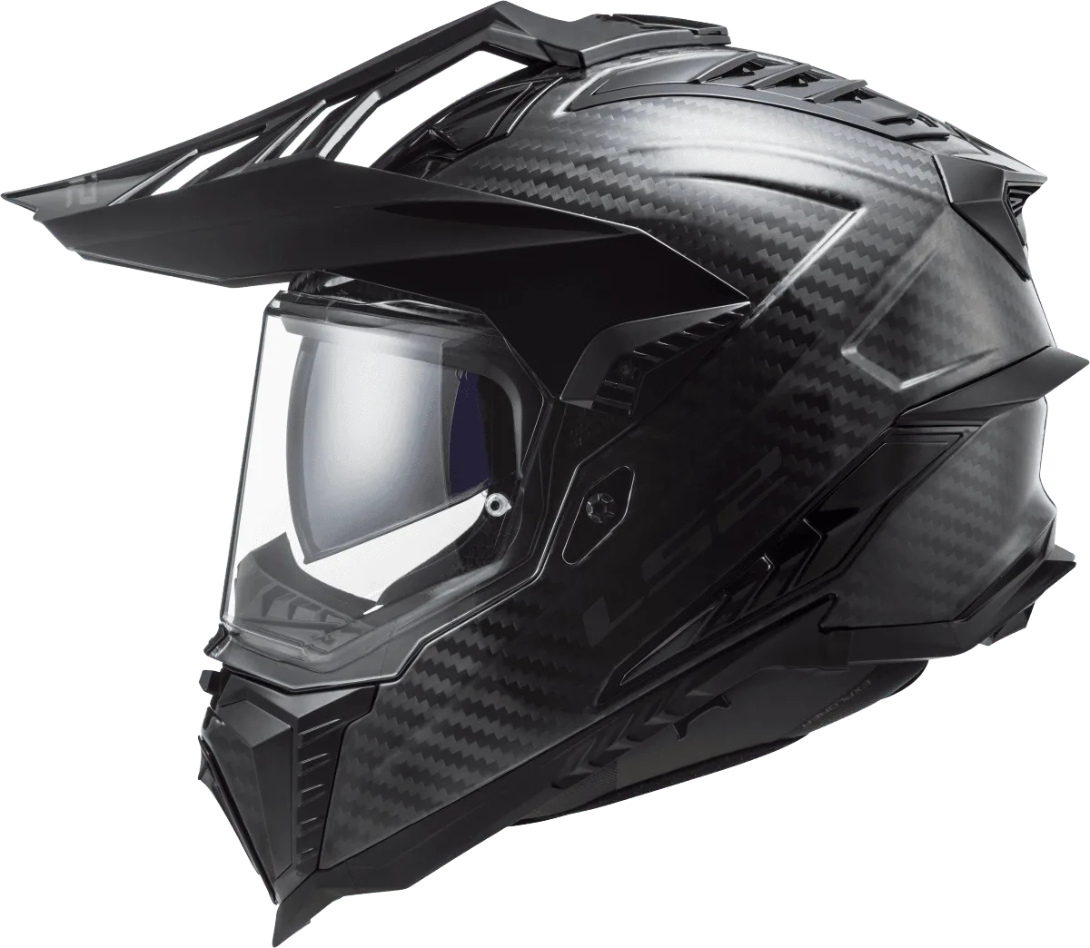 Ls2 Mx701 Explorer Carbon Solid Gloss Black Dual Sports Helmet, Best stylish helmet in india, helmet for tvs hiness, triumph, bmw, yamaha, pulsar, jawa, royal enfield motorcycle bikes in india