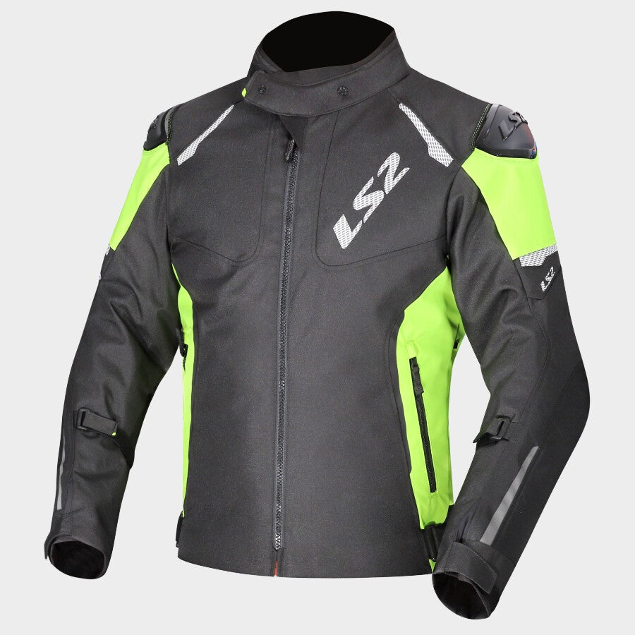 LS2 Zoom Riding Jacket in Black Green Color - CE Level 2 Sport Motorcycle Jacket, Best Riding Jacket in India, Best Bike Jacket for Bike riders in India specially designed for sport bikes and indian roads for racing