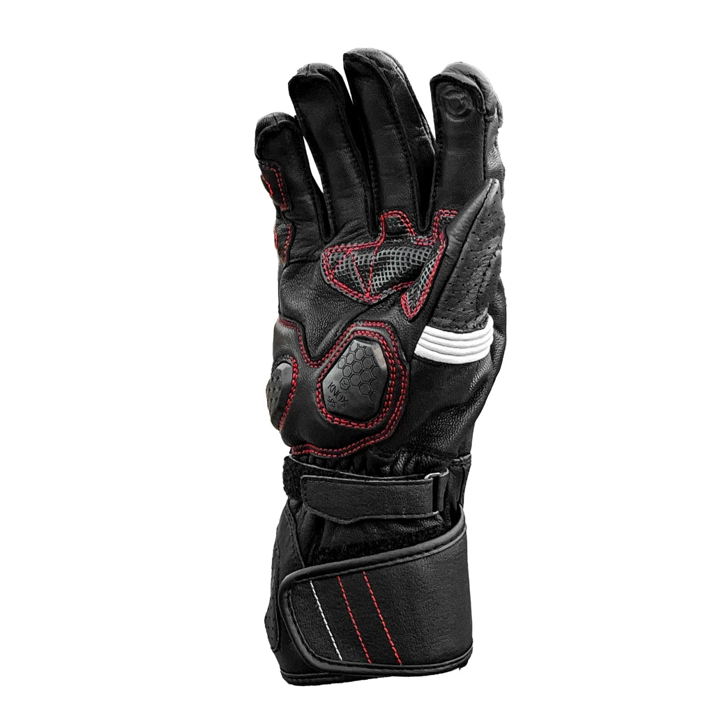 Raida Aeroprix Carbon Edition Full Gauntlet Riding Gloves in Black Red, Carbon Fiber Protection, Safest Bike Gloves in India, Best Riding Gloves for Bike riders in india