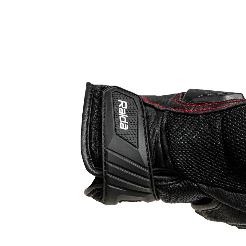 Raida AirWave Full Leather Motorcycle Riding Gloves in Black Red Color – Knox® SPS, TPR Protection & Touchscreen Ready, Best Riding Gloves in India, Safe Bike Gloves for Indian Riders,