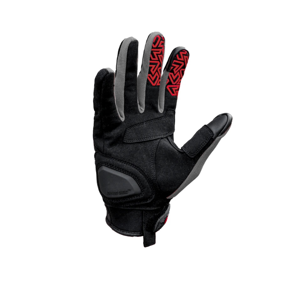 Raida Drift Motorcycle Riding Gloves in Black Grey Red Color, Waterproof gloves with All-Terrain Protection & Comfort, Best Riding Gloves in India for Bike Riders, Best Bike Gloves for safe riding, long touring, road trips