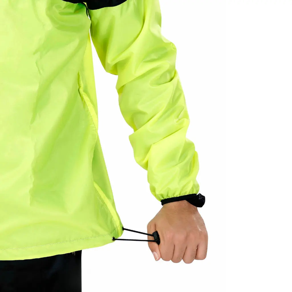 Raida Drymax 15K Rain Jacket in Black Hi Viz Yellow Color – Waterproof Motorcycle Rain Jacket With 15,000Mm Rating, Best Rain Jacket for Bike Riders, Waterproof Jackets for Long Touring, Road Trips, Best Raingear for Bikers, Best Raincoat for Riders in India