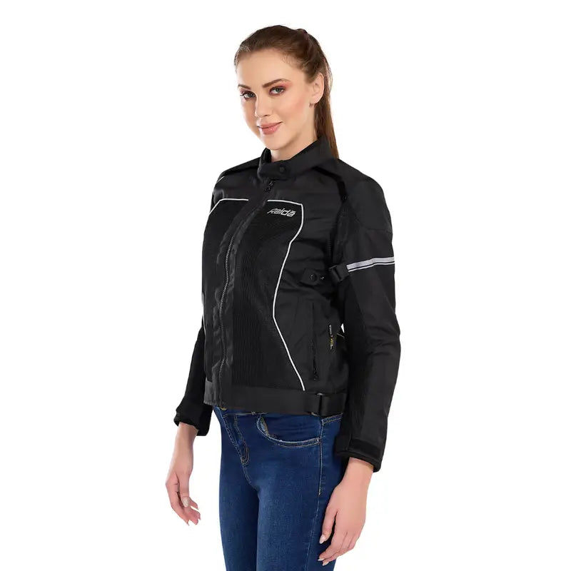 Raida Empress Womens Riding Jacket in Black Color – Bike Jacket for female riders with Ce Level 2 Armored Protection, Womens Bike Jacket is Tailored Fit For Female Riders, Best womens riding jacket for long touring, road trips and long bike rides