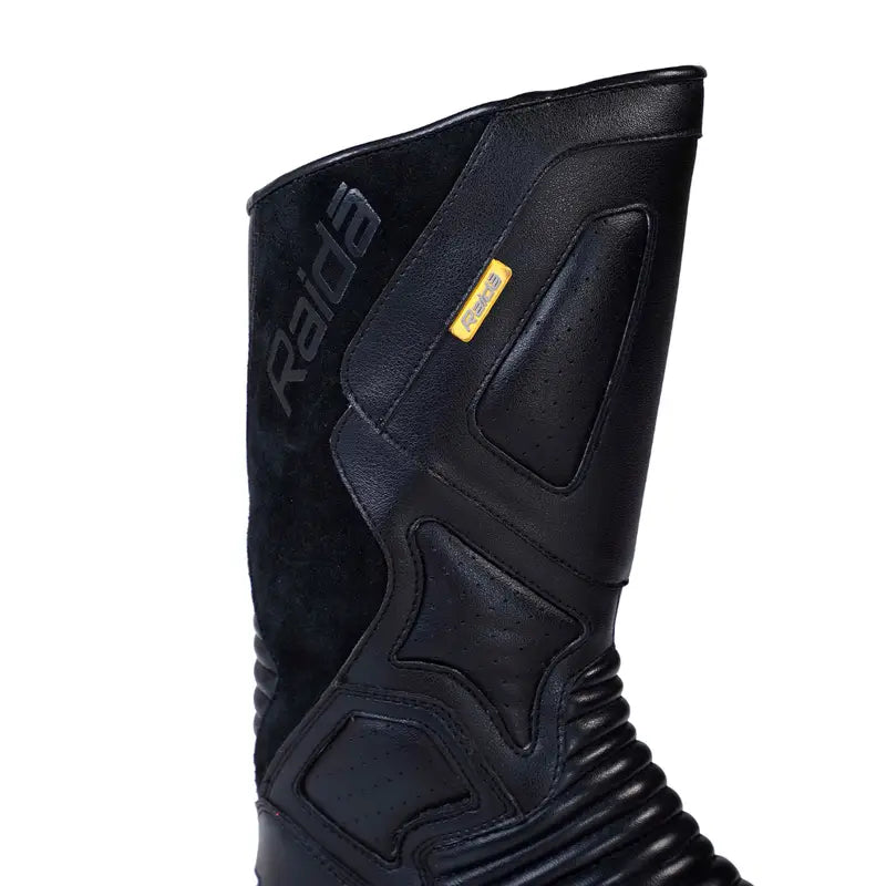 Raida Explorer Riding Boots in Black Color – Waterproof, ISI-Certified Adventure Touring Boots, Best Waterproof Boots for Bike Riders, Best Riding Boots  in India for Road Trips on Indian Roads, Best Boots for Long Touring and Monsoon and Rainy season