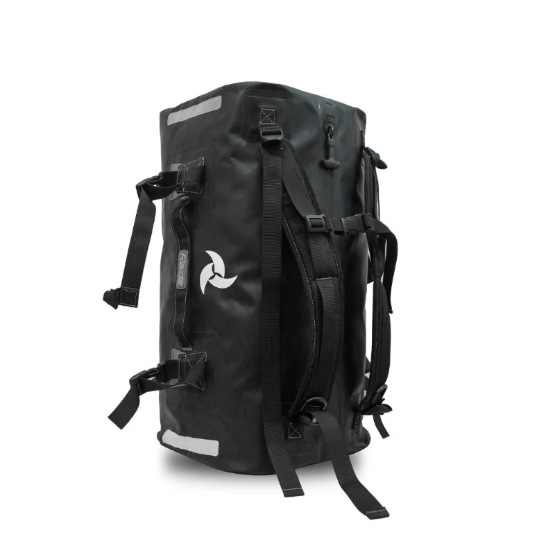 Raida Luggage Dryporter Waterproof Tail Bag in Black Color – 40L Ipx5 Dry Duffle Bag With Backpack Straps, Best Luggage Bag for Adventure trips, long touring, road trips, bike riding, Best tail bag for bike riders, waterproof duffle bag for adventure riding, indian bikes