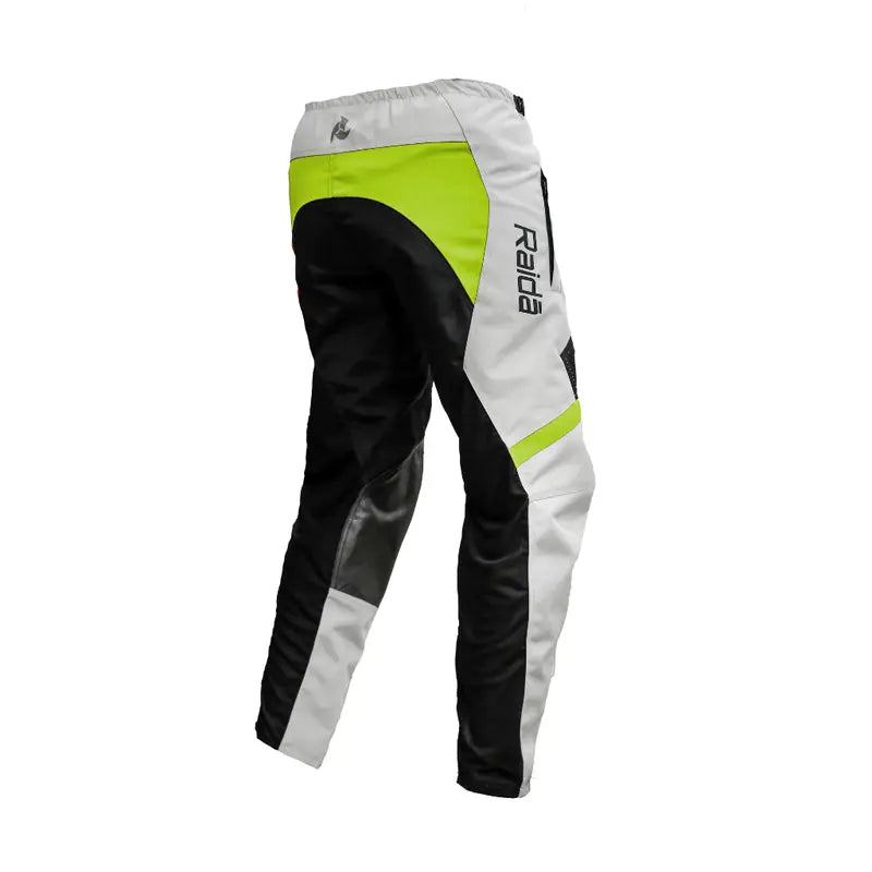 Raida Trailcraft Off-Road Riding Pants in Grey Hi Viz Yellow color – Heavy-Duty Mx Pants With Heat Shield & Cordura®. Best Riding Pant in India, Best Bike Pants for off roading, best off road pants