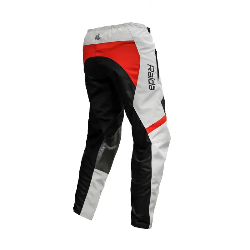 Raida Trailcraft Off-Road Riding Pants in Grey Red color – Heavy-Duty Mx Pants With Heat Shield & Cordura®. Best Riding Pant in India, Best Bike Pants for off roading, best off road pants