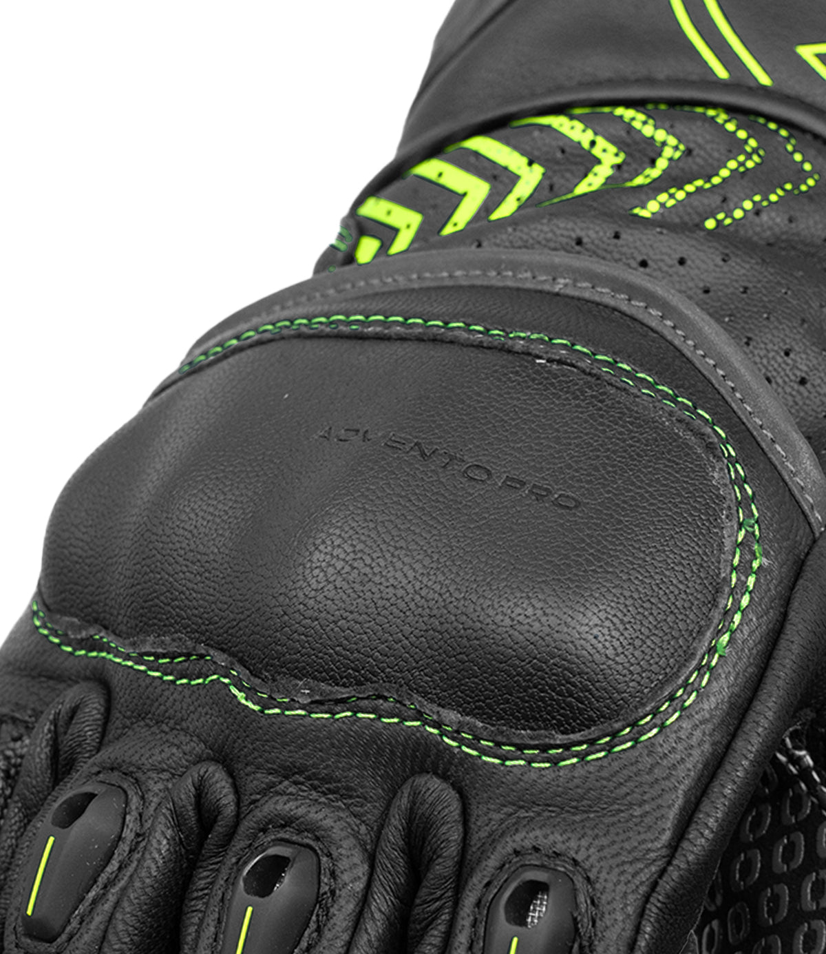 Rynox Advento Pro Riding Gloves in Black Green Color which is CE Certified Full Gauntlet Racing-Inspired Motorcycle Touring Gloves, Best Riding Gloves in India, Buy Motorcycle Bike Gloves in India for Ultimate Safety and perfect for Indian roads, Bike gloves for roadtrips and long touring.